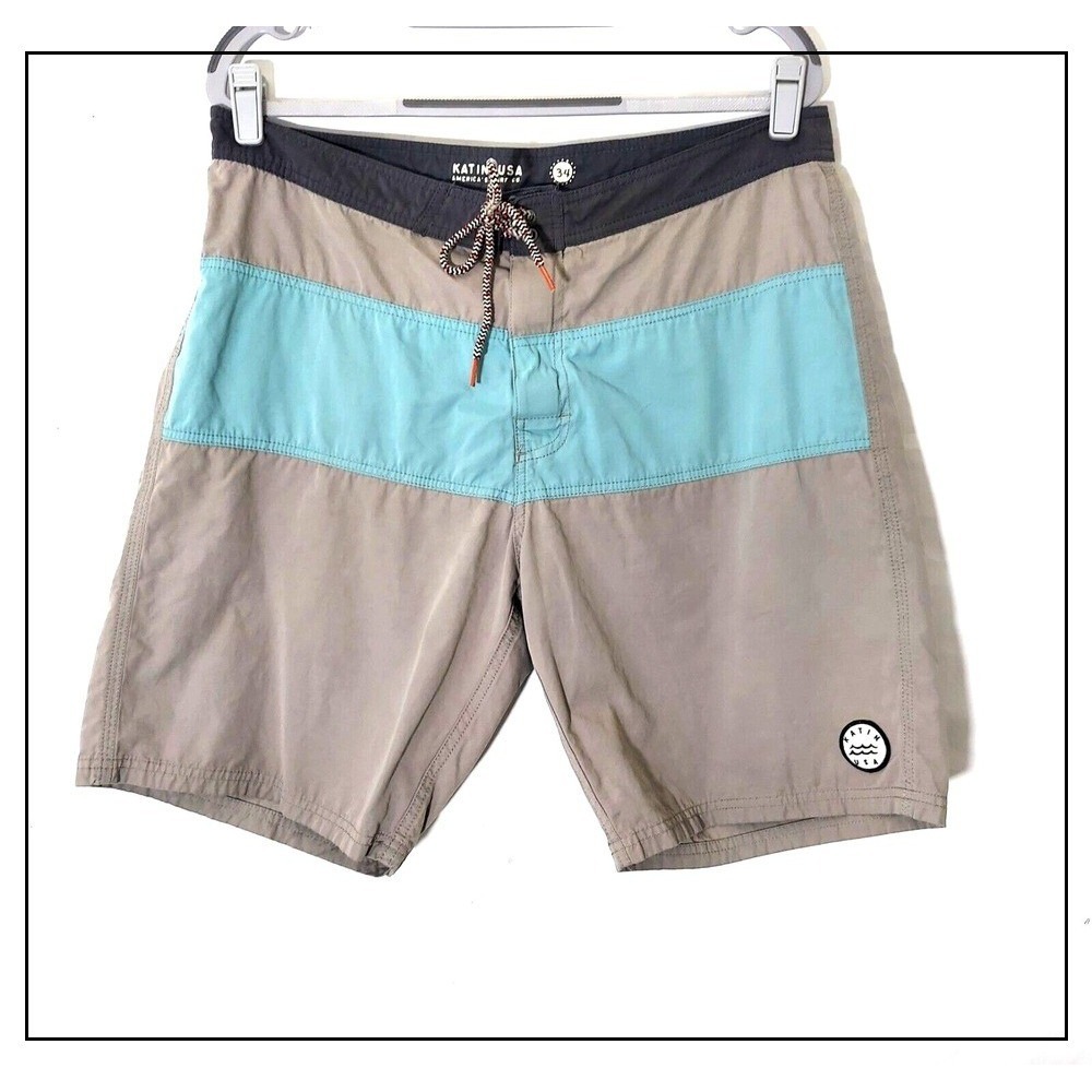 Katin USA‎ Men Board Shorts 34 Surfing Color Block Laced Up Quick Dry Beach